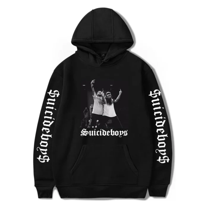 The Suicideboys hoodie blends edgy style with unmatched comfort, making it a must-have for fans of the iconic hip-hop duo. Crafted with premium materials, it showcases bold designs that resonate with the group’s aesthetic, offering both warmth and streetwear appeal. Perfect for casual outings or making a statement, Suicideboys hoodie combines durability with a modern fit. Embrace the vibe and let your outfit speak volumes about your taste in music and fashion. Key Features: Premium fabric Bold graphics Modern fit Durable stitching Comfortable lining Unisex design Lightweight warmth Streetwear appeal